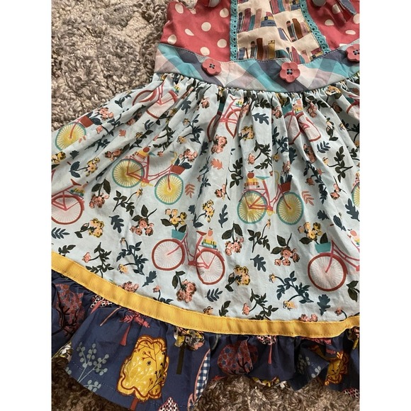 Matilda Jane Wonderment Bike Path Knot Dress SZ 2 Apron Whimsical Pink - Picture 2 of 5